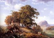 Oehme, Ernst Ferdinand An Autumn Afternoon near Bilin in Bohemia oil painting reproduction